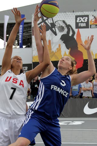 Cierra Burdick vs Perrine Le Leuch. Team USA vs Team France.  2014 FIBA 3x3 World Championships-women