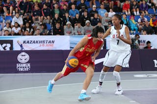 7 Sidney Cooks (USA) - 4 Jia Jia 佳佳 Hu 胡 (CHN) - USA v China, 2016 FIBA 3x3 U18 World Championships - Women, Last 8, 5 June 2016