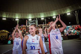 15 Michaela Uhrová (CZE) - 10 Sára Krumpholcová (CZE) - 8 Tereza Vorlová (CZE) - 5 Kateřina Novotná (CZE) - Czech Republic v Ukraine, 2016 FIBA 3x3 World Championships - Women, Final, 15 October 2016