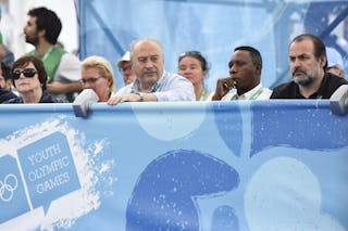 FIBA President Horacio Muratore watched the 3x3 action at the Youth Olympic Games