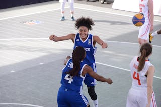 9 Diene Diane (FRA) - 4 Johana Lukoki (FRA) - Spain v France, 2016 FIBA 3x3 U18 World Championships - Women, Semi final, 5 June 2016