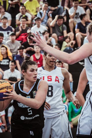 9 Chatrice White (USA) - 8 Alexis Jennings (USA) - 5 Agustina Jourdheuil (ARG) - USA v Argentina, 2016 FIBA 3x3 World Championships - Women, Last 8, 15 October 2016