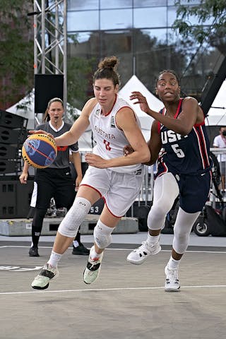 FIBA 3x3, World Tour 2021, Montréal, Canada, Esplanade de la Place des Arts. Woman AUSTRIA VS USA