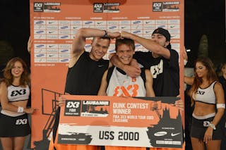 Dunk contest winner with check 2013 FIBA 3x3 World Tour Masters in Lausanne