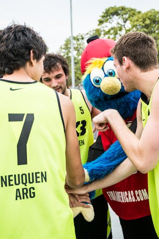 Team Neuquen with mascot, FIBA 3x3 World Tour Rio de Janeiro 2014, 27-28 September.