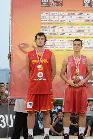 Gerard Gomila, Team Spain. Mike János, Team Hungary. Dimitris Rasty, Team Romania.  2013 FIBA 3x3 U18 World Championships. Free-throw pursuit.