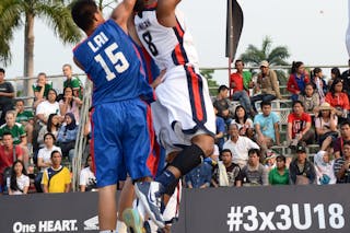 #8 Flannigan Demonte. Team USA vs #15 Ying Chieh Lai. Team Chinese Taipei. 2013 FIBA 3x3 U18 World Championships.