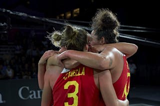 11 Vega Gimeno (ESP) - 13 Sandra Ygueravide (ESP) - 10 Aitana Cuevas (ESP) - 3 Marta Canella (ESP) - FIBA 3x3, World Tour 2021, Mtl, Can, Esplanade de la Place des Arts. Women final Spain vs Austria