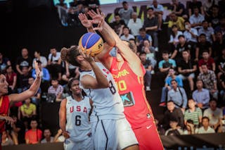 10 Aitana Cuevas Mediavilla (ESP) - 8 Alexis Jennings (USA) - USA v Spain, 2016 FIBA 3x3 World Championships - Women, Pool, 13 October 2016