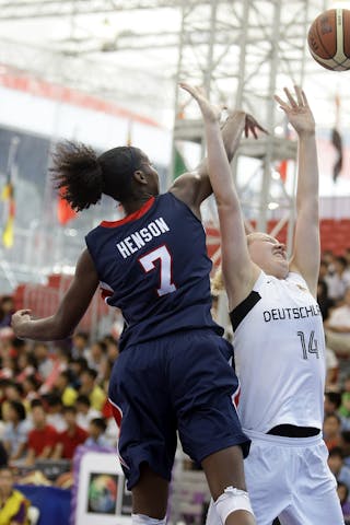USA vs Germany, Day 3 of the FIBA Basketball 3 on 3, during the Singapore 2010 Youth Olympic Games. 17/08/2010 Boys/Girls preliminary round.