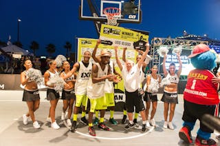 Team NY Staten (USA) celebrates after winning the FIBA 3x3 World Tour San Juan Masters on 11 August 2013.