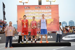Gerard Gomila. Team Spain. & Mike János. Team Hungary & Dimitris Rasty. Team Romania.  2013 FIBA 3x3 U18 World Championships.