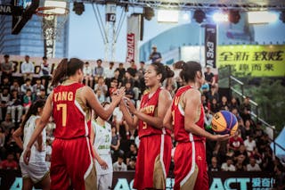 5 Feng Yingying (CHN) - 6 Meng Jie 梦洁 Li (CHN) - 7 Fan Yang (CHN) - Cook Islands v China, 2016 FIBA 3x3 World Championships - Women, Pool, 12 October 2016