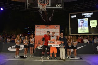 Dunk contest winner with check and hockey player 2013 FIBA 3x3 World Tour Masters in Lausanne