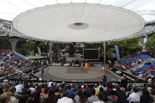 Court view, panorama, FIBA 3x3 World Tour Lausanne 2014, day 1, 29. August.