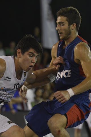 #10 Gabriel Deck. Team Argentina. vs #6 Charly Pontens. Team France. 2013 FIBA 3x3 U18 World Championships. 3x3 Game