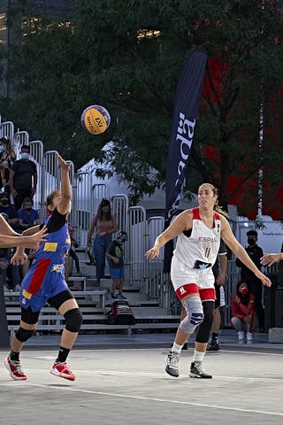 FIBA 3x3, World Tour 2021, Montréal, Canada, Esplanade de la Place des Arts. Women SPAIN VS MONGOLIA
