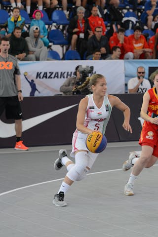 4 Lucia Alonso (ESP) - 5 Veronika Kányási (HUN) - Hungary v Spain, 2016 FIBA 3x3 U18 World Championships - Women, Last 8, 5 June 2016