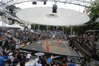 Court view, FIBA 3x3 World Tour Lausanne 2014, day 1, 29. August.