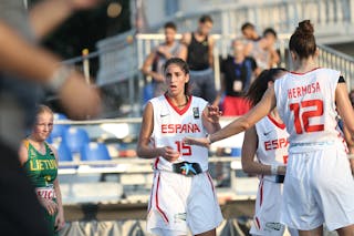 12 Nerea Hermosa Monreal (ESP) - 15 Anna Gamarra Ramirez (ESP) - Fiba U18 Europe Cup Qualifier Bari Game 11: Spain vs Lithuania 20-14