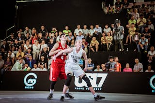 10 Deena Franklin (NZL) - 4 Angelika Kuras (POL) - New Zealand v Poland, 2016 FIBA 3x3 World Championships - Women, Pool, 12 October 2016