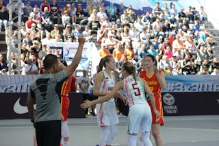 13 Laia Solé (ESP) - 5 Veronika Kányási (HUN) - Hungary v Spain, 2016 FIBA 3x3 U18 World Championships - Women, Last 8, 5 June 2016
