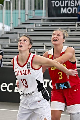 FIBA 3x3, World Tour 2021, Montréal, Canada, Esplanade de la Place des Arts. Woman CANADA VS SPAIN