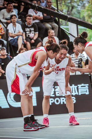 7 Fan Yang (CHN) - 5 Feng Yingying (CHN) - 4 Jindan Liu (CHN) - China v France, 2016 FIBA 3x3 World Championships - Women, Pool, 14 October 2016