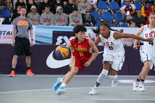 6 Yi Fan 一凡 Liang 梁 (CHN) - 6 Jaelyn Brown (USA) - USA v China, 2016 FIBA 3x3 U18 World Championships - Women, Last 8, 5 June 2016