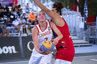FIBA 3x3, World Tour 2021, Montréal, Canada, Esplanade de la Place des Arts. Woman CANADA VS SPAIN