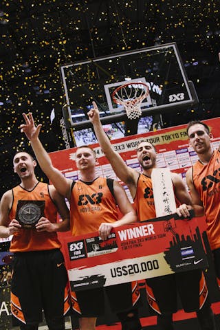 Team Novi Sad celebrating the victory, winner of the FIBA 3x3 World Tour Tokyo Final 2014, 11-12 october
