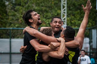 Team Sao Paulo celebrating a victory, FIBA 3x3 World Tour Rio de Janeiro 2014, Day 2, 28. September.
