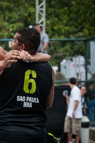 Team Sao Paulo celebrating a victory, FIBA 3x3 World Tour Rio de Janeiro 2014, Day 2, 28. September.