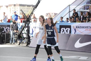 10 Sára Krumpholcová (CZE) - 6 Zara Jillings (NZL) - New Zealand v Czech Republic, 2016 FIBA 3x3 U18 World Championships - Women, Last 8, 5 June 2016