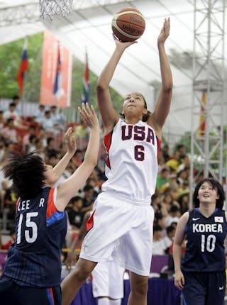 USA vs Korea, Day 7 of the FIBA Basketball 3 on 3, during the Singapore 2010 Youth Olympic Games. 21/08/2010 Girls Quarterfinal USA vs Korea, Day 7 of the FIBA Basketball 3 on 3, during the Singapore 2010 Youth Olympic Games. 21/08/2010 Girls Quarterfinal